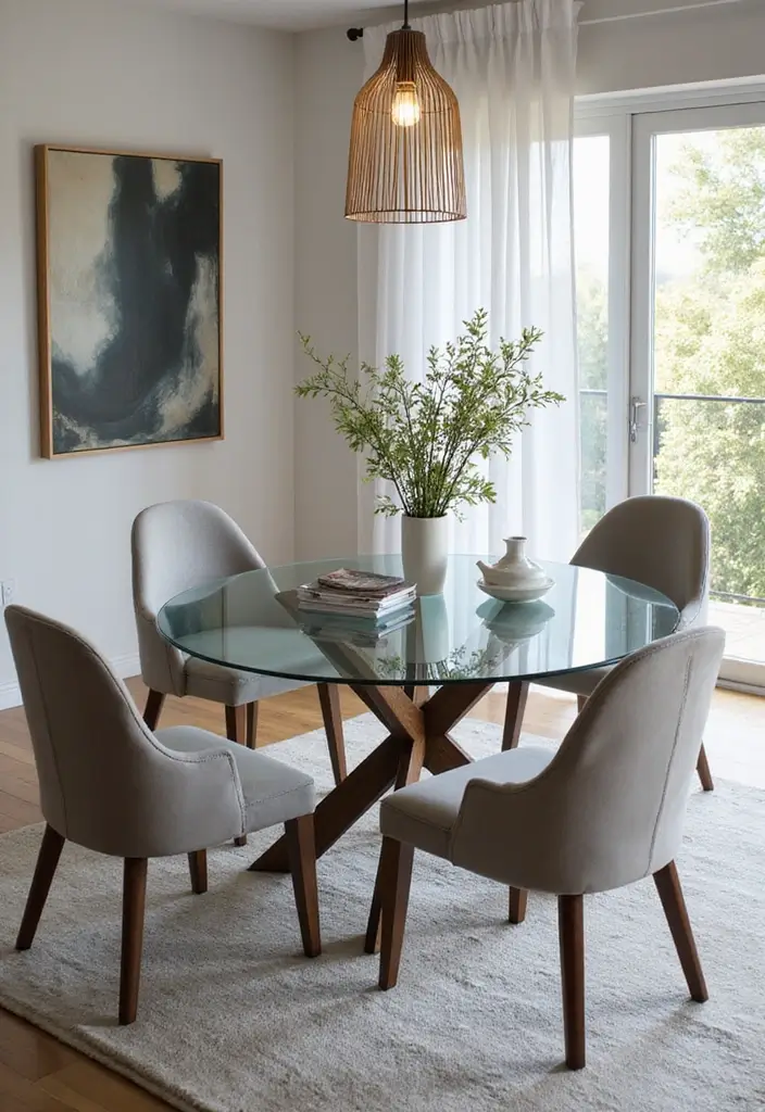 13 Small Dining Tables That Are Big on Style and Functionality (You’ll Love #4!) - 7. Stylish Glass Dining Table