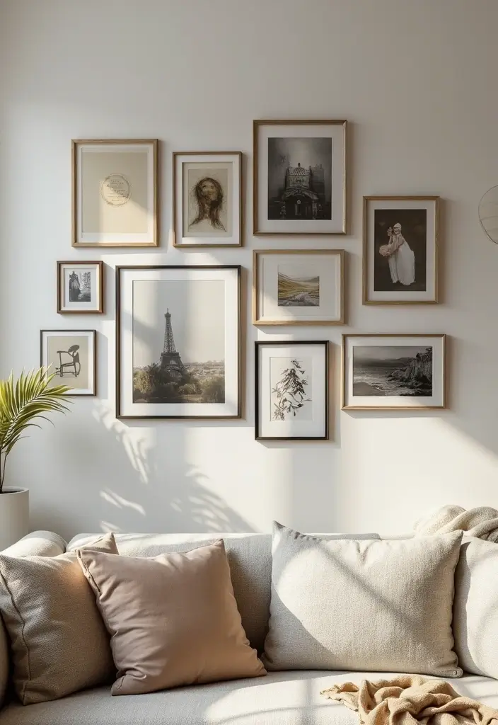 14 Small Apartment Decor Ideas That Create a Cozy Modern Sanctuary! - 4. Create a Gallery Wall