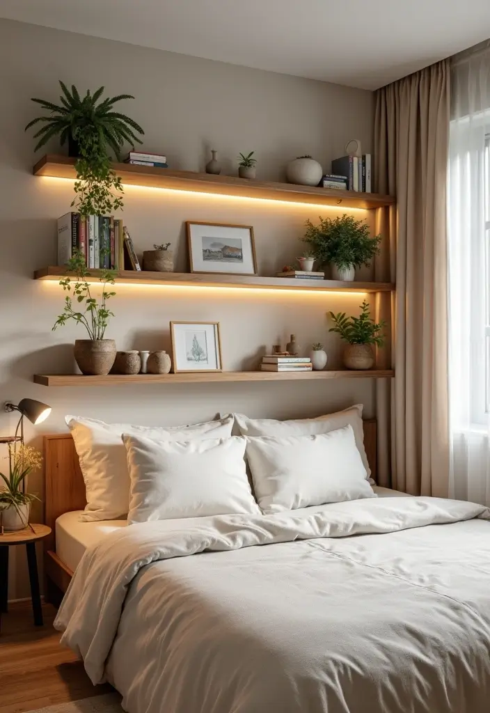 15 Cozy Bedroom Designs That Will Have You Snuggling All Night Long! - 12. Shelving for Display and Storage