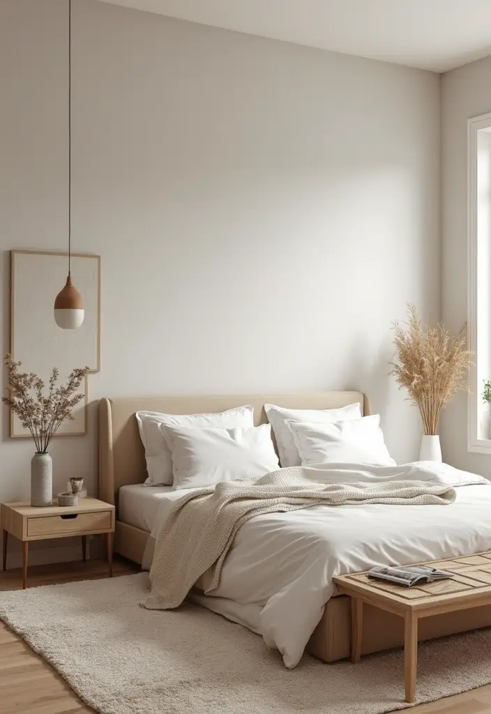 15 Cozy Bedroom Designs That Will Have You Snuggling All Night Long! - 7. Minimalist Influences for Calm Spaces