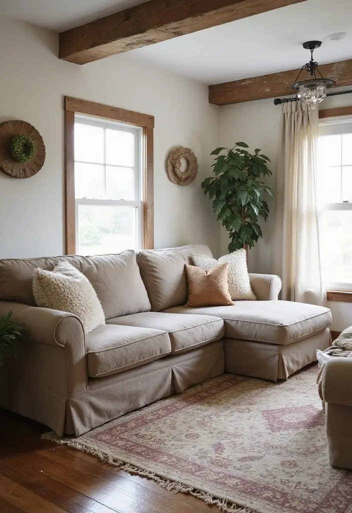15 Must-See Sectional Sofa Designs to Elevate Your Home Decor (Prepare to Be Inspired!) - 13. The Rustic Farmhouse Sectional