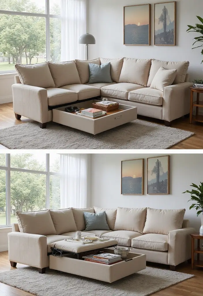 15 Must-See Sectional Sofa Designs to Elevate Your Home Decor (Prepare to Be Inspired!) - 14. The Smart Storage Sectional