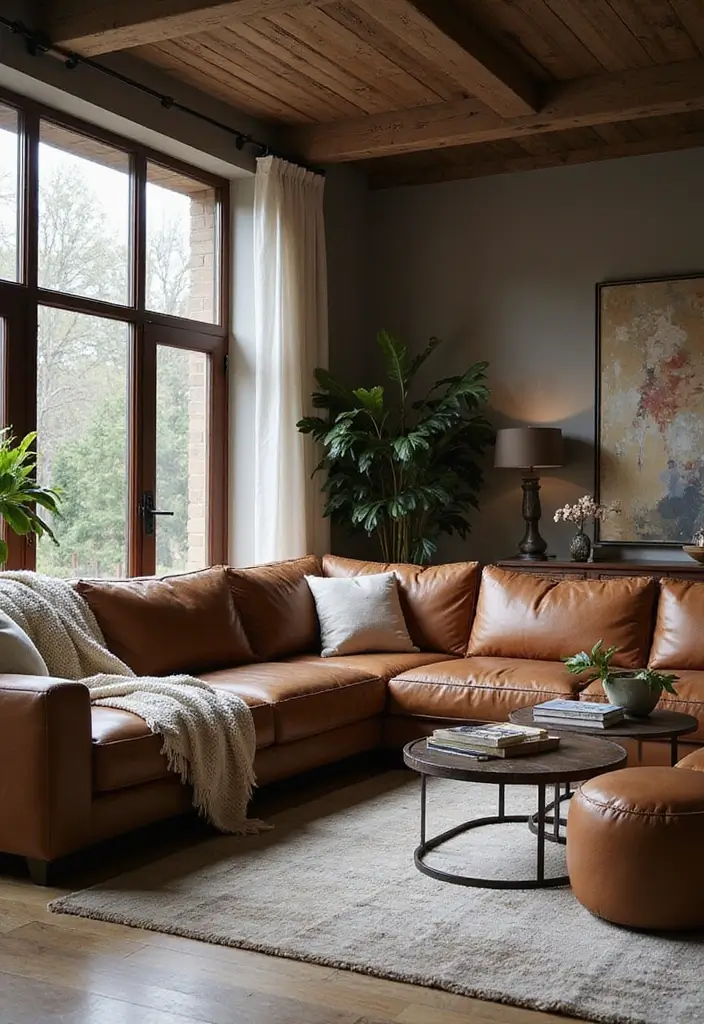 15 Must-See Sectional Sofa Designs to Elevate Your Home Decor (Prepare to Be Inspired!) - 9. The Luxe Leather Sectional