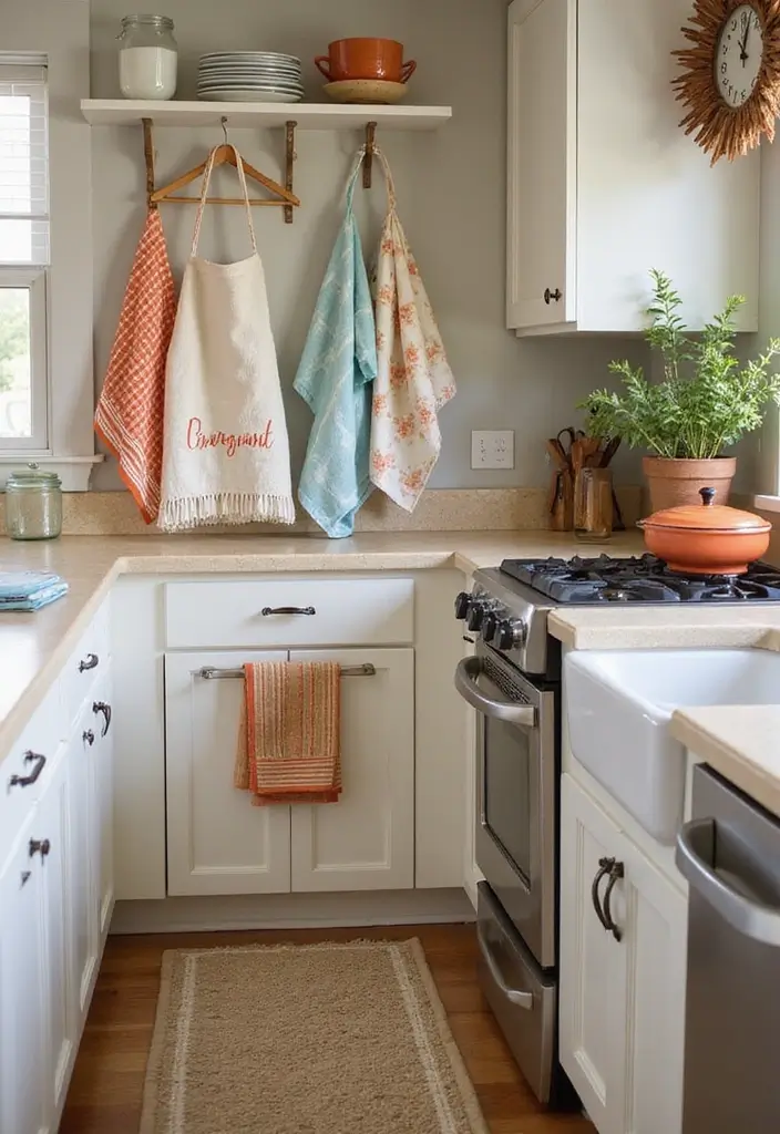 15 Stylish Small Kitchen Decor Ideas That Are Budget-Friendly and Stunning! - 13. Personalized Aprons and Towels