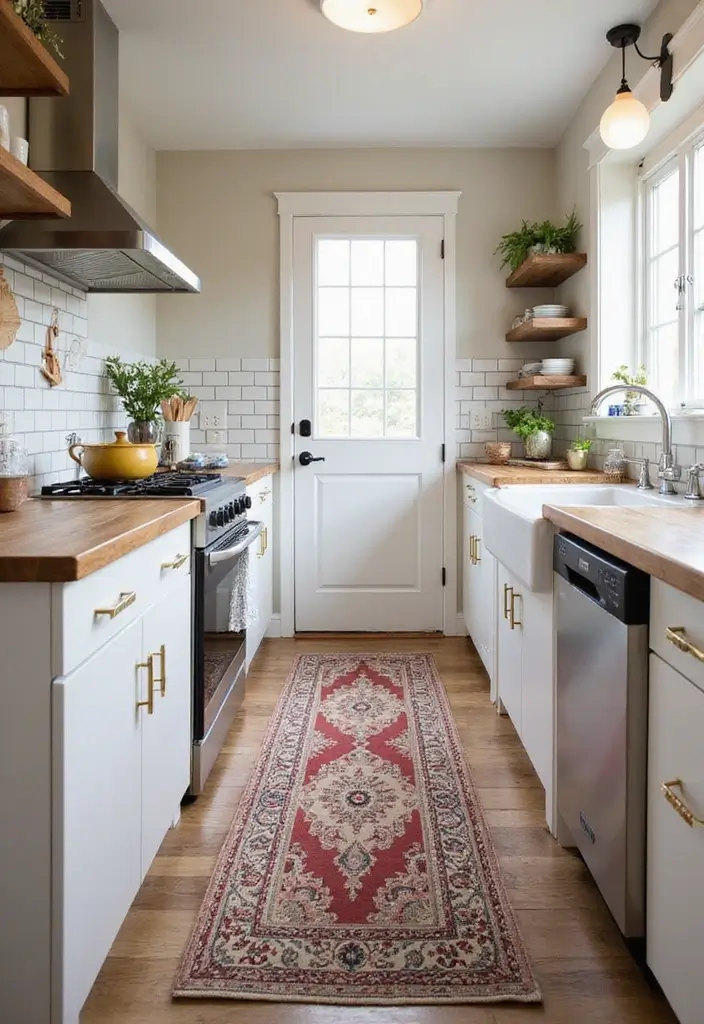 15 Stylish Small Kitchen Decor Ideas That Are Budget-Friendly and Stunning! - 8. Functional Yet Attractive Rugs