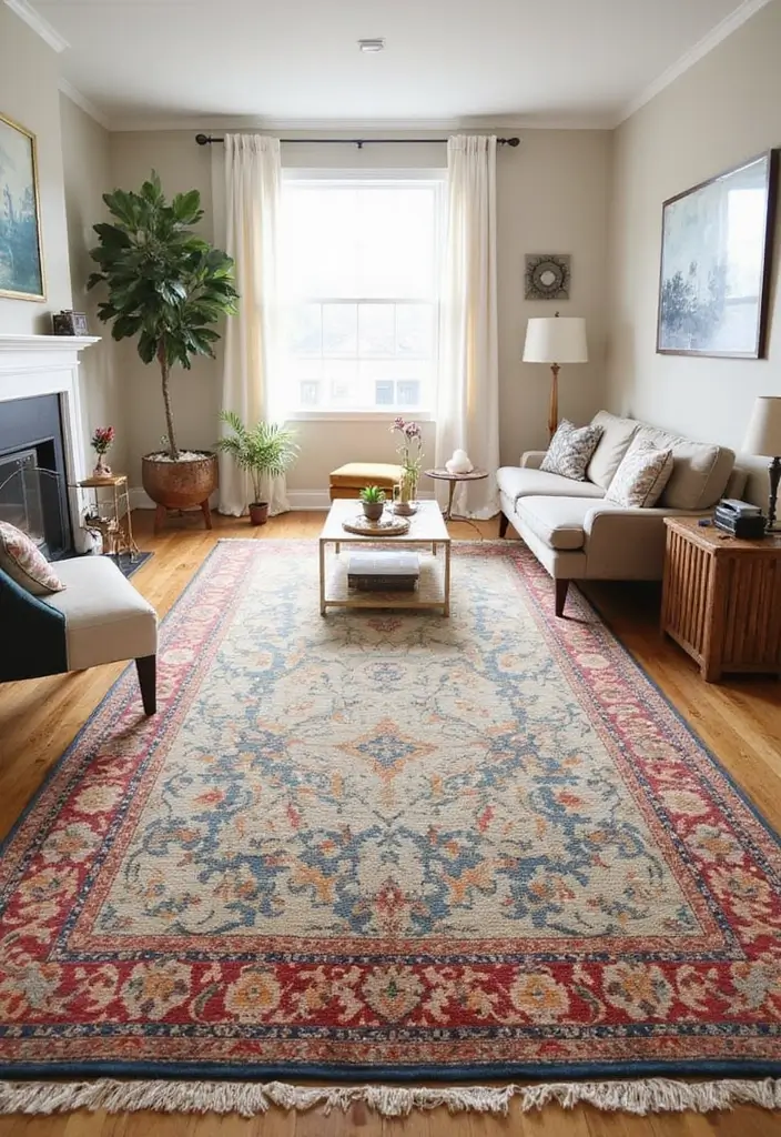 17 Living Room Decorating Hacks That'll Transform Your Space Without Breaking the Bank! - 16. Use Rug Layers