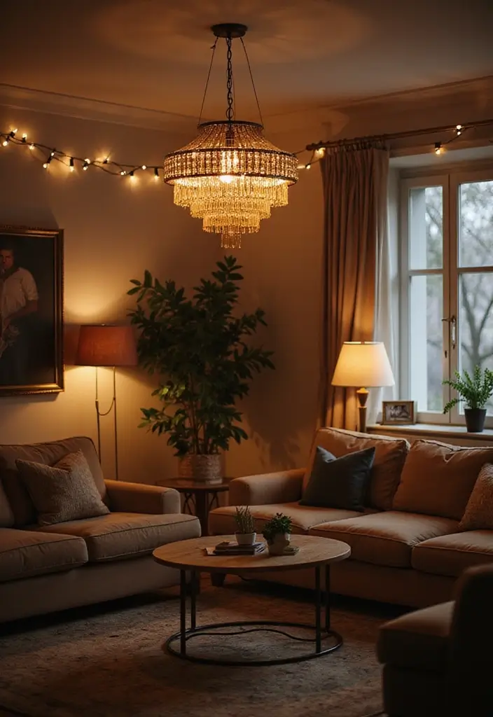 17 Living Room Decorating Hacks That'll Transform Your Space Without Breaking the Bank! - 6. Statement Lighting