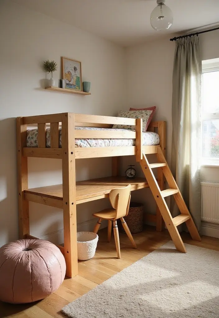 8 Budget-Friendly DIY Kid Loft Beds That Maximize Space Like a Pro! - 1. Classic Wooden Loft Bed