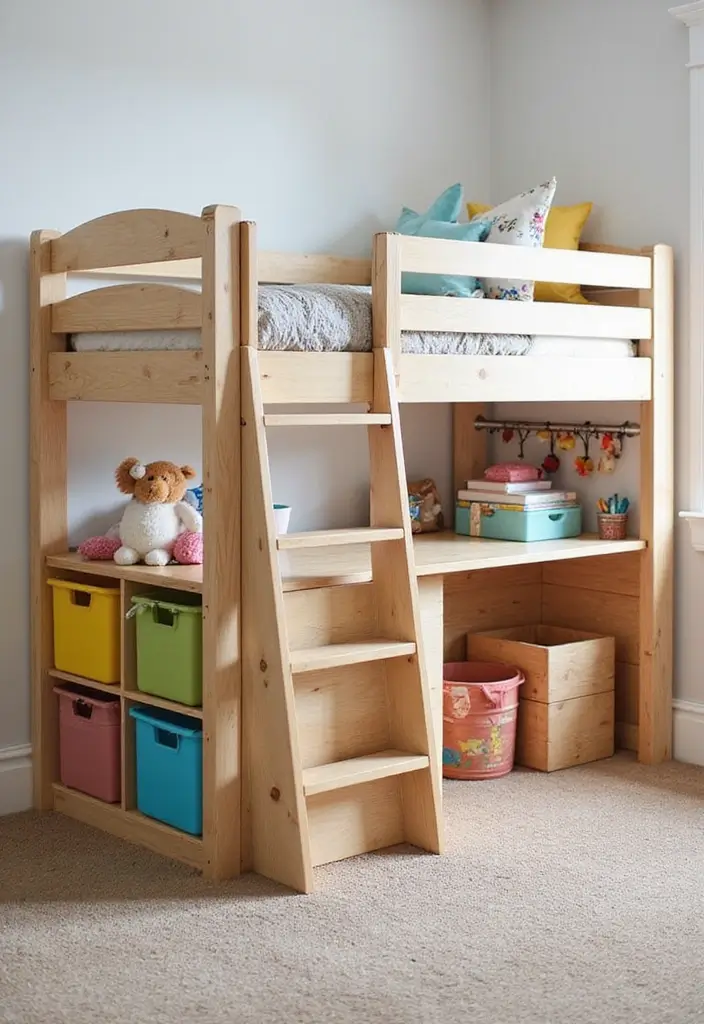 8 Budget-Friendly DIY Kid Loft Beds That Maximize Space Like a Pro! - 2. Loft Bed with Built-In Storage