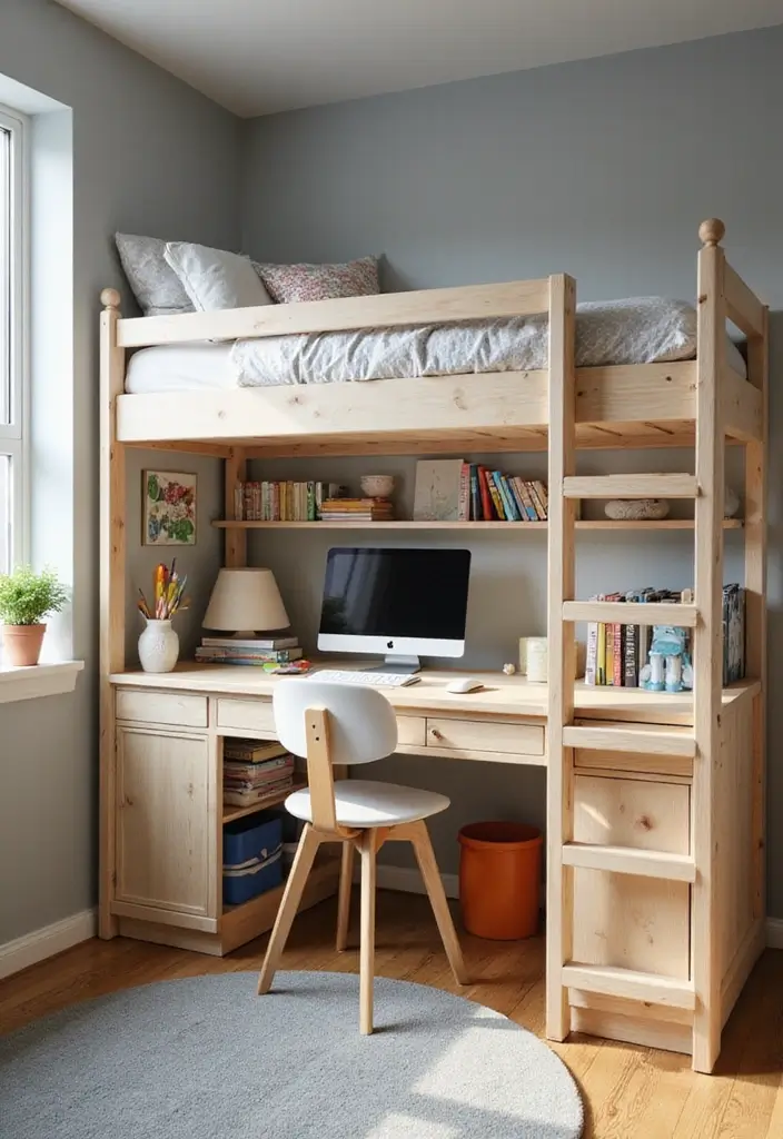 8 Budget-Friendly DIY Kid Loft Beds That Maximize Space Like a Pro! - 6. Loft Bed with Desk