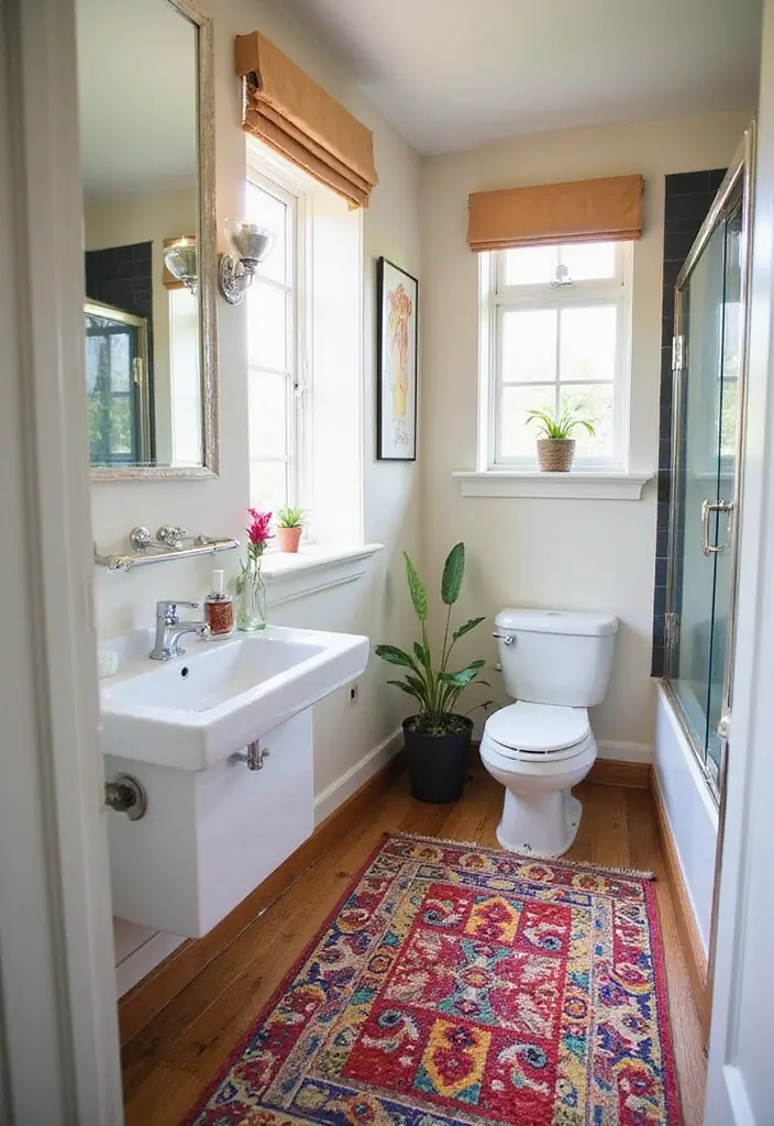 18 Stunning Bathroom Decor Ideas That'll Transform Your Space on a Budget! - 11. Feature a Statement Rug