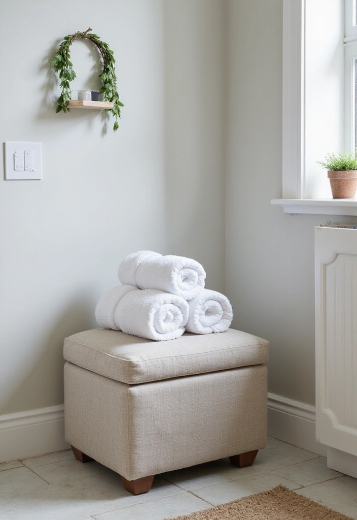 20 Budget-Friendly Bathroom Storage Hacks You Need to Try (#12 Will Save You Space!) - 14. Storage Ottomans for Towels