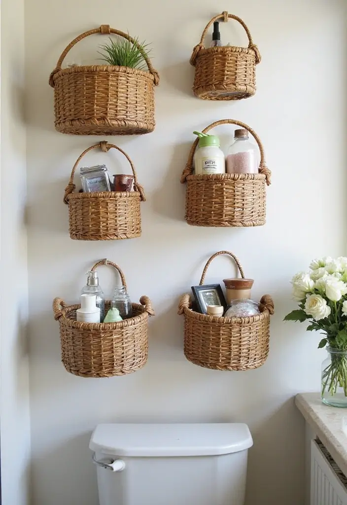 20 Budget-Friendly Bathroom Storage Hacks You Need to Try (#12 Will Save You Space!) - 18. Wall-Mounted Baskets for Extra Storage