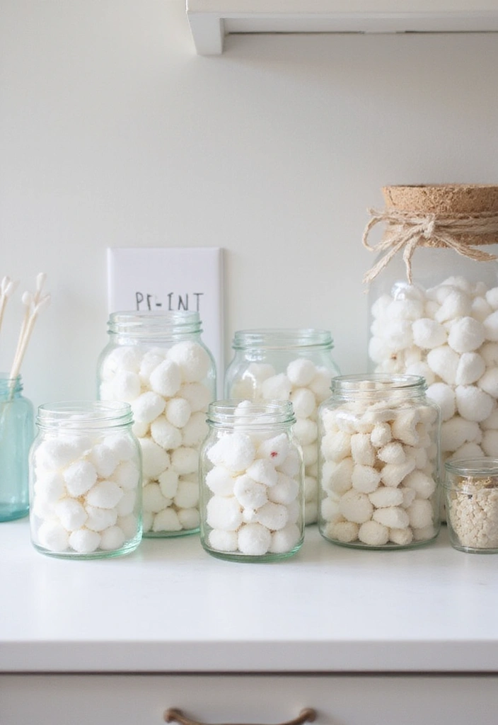 20 Budget-Friendly Bathroom Storage Hacks You Need to Try (#12 Will Save You Space!) - 2. Repurposed Jars for Cotton and Q-tips