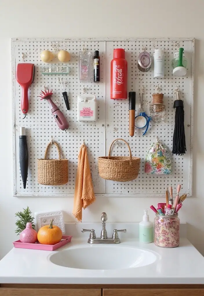 20 Budget-Friendly Bathroom Storage Hacks You Need to Try (#12 Will Save You Space!) - 4. Pegboard for Versatile Storage
