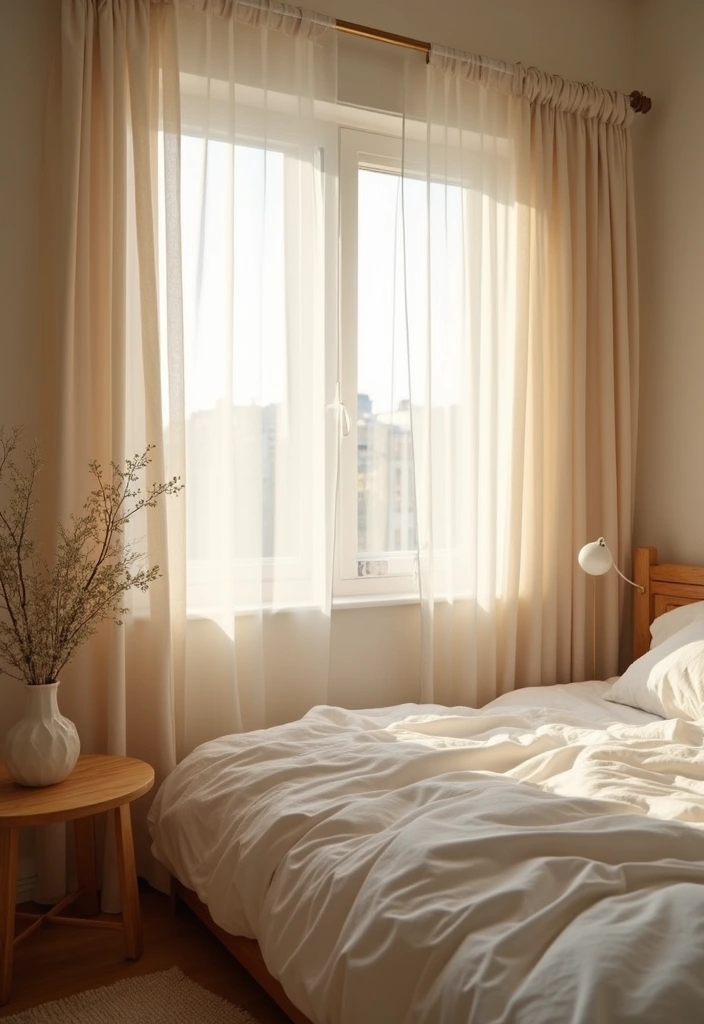 25 Budget-Friendly Bedroom Ideas That Are Super Cozy (You’ll Want #19!) - 13. Soft Window Treatments