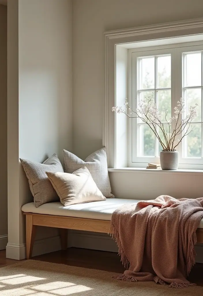 25 Budget-Friendly Bedroom Ideas That Are Super Cozy (You’ll Want #19!) - 19. Cozy Corner Bench