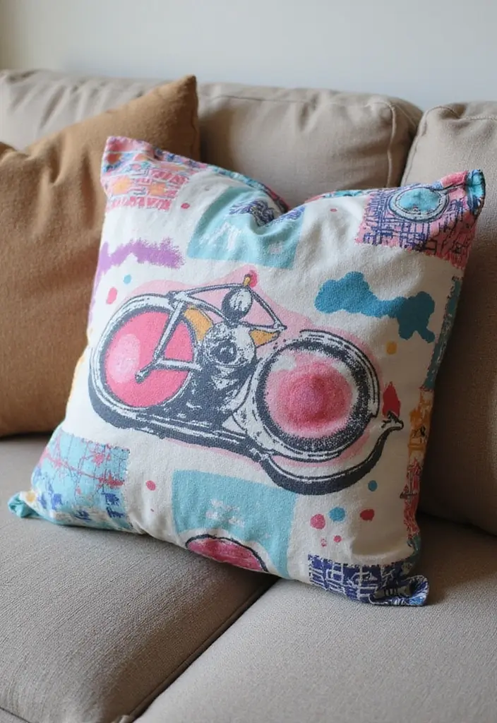 30 Easy DIY Home Decor Projects That Will Transform Your Space on a Budget! - 25. Upcycled T-Shirt Pillow