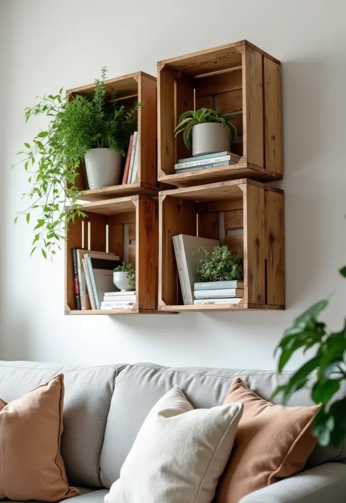 30 Easy DIY Home Decor Projects That Will Transform Your Space on a Budget! - 4. DIY Shelves from Wooden Crates
