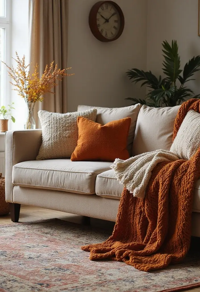 10 Cozy Fall Decor Ideas for Your Living Room That'll Make You Never Want to Leave! - 1. Layer Up with Textiles