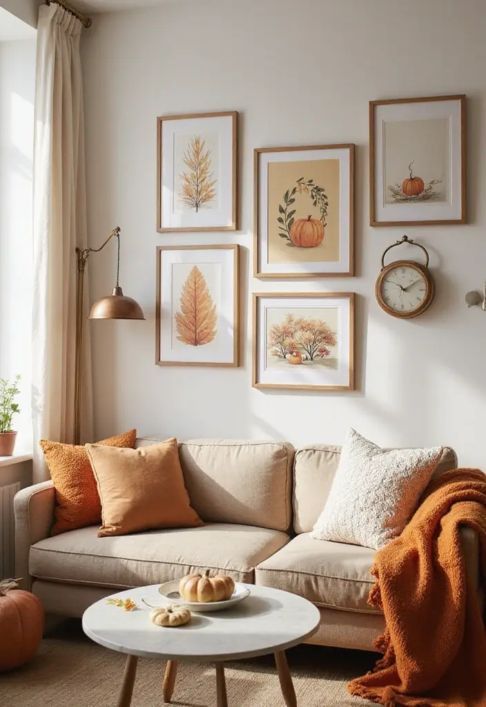 10 Cozy Fall Decor Ideas for Your Living Room That'll Make You Never Want to Leave! - 8. Hang Cozy Wall Art