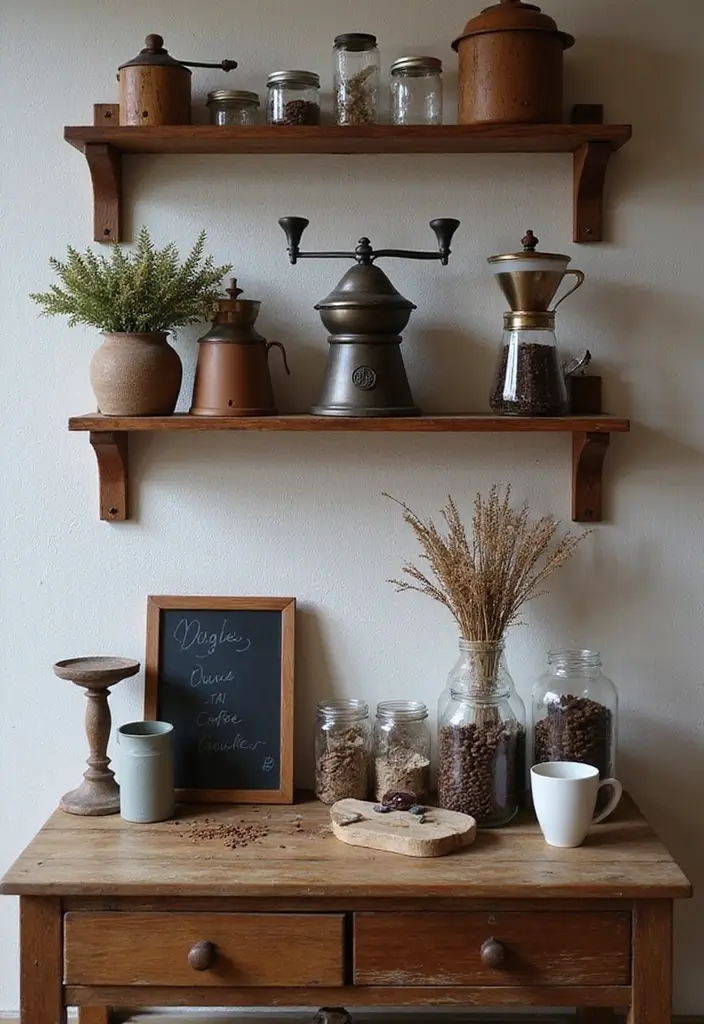 12 Stunning Coffee Station Setups That'll Make You Want to Brew All Day Long! - 1. The Rustic Charm