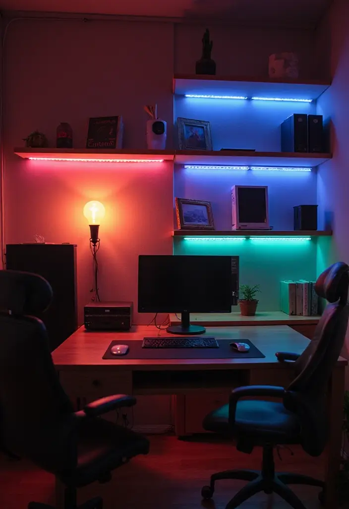 13 Smart Office Decor Ideas That'll Make You Feel Like You're in a High-Tech Wonderland! - 2. Mood-Enhancing LED Lighting