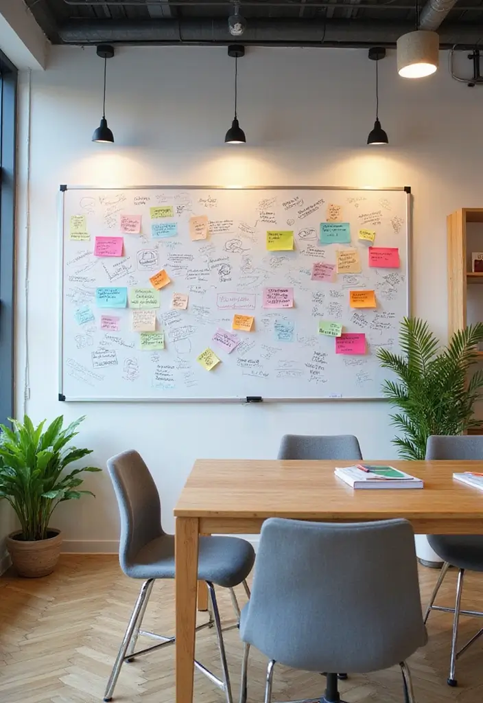 13 Smart Office Decor Ideas That'll Make You Feel Like You're in a High-Tech Wonderland! - 4. Interactive Whiteboard Wall