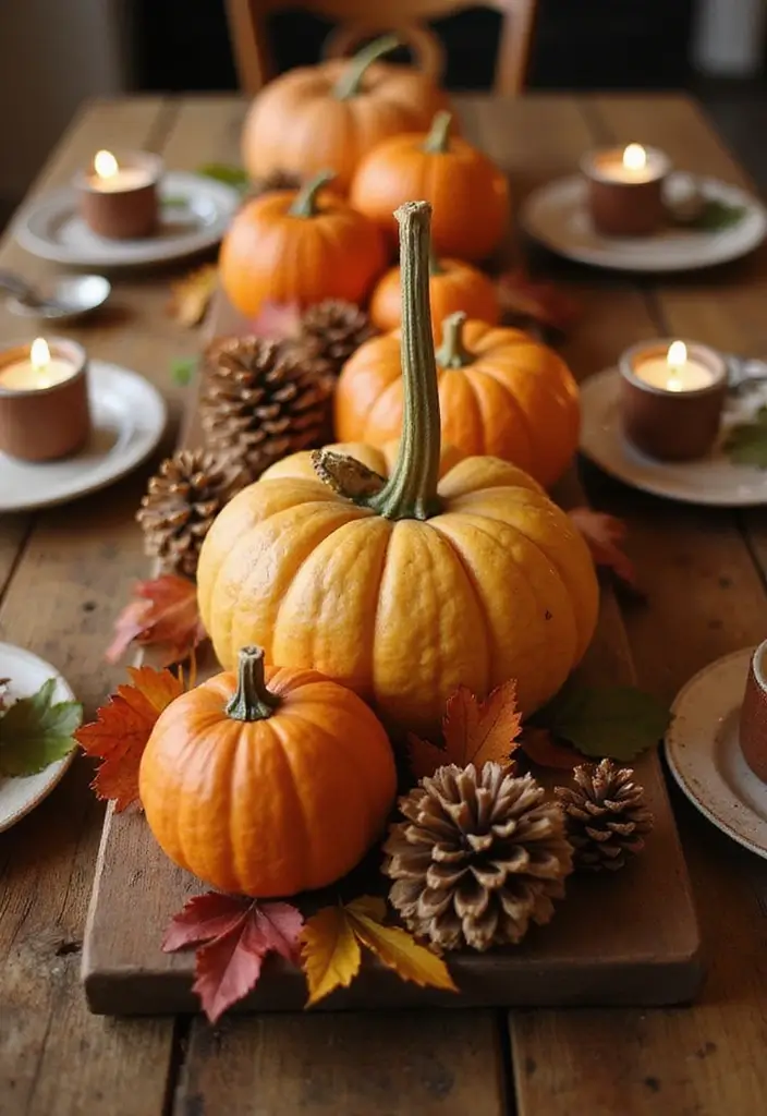 10 Cozy Autumn Table Decor Ideas That Are Effortlessly Easy to Create! - 1. Pumpkin Spice Centerpiece