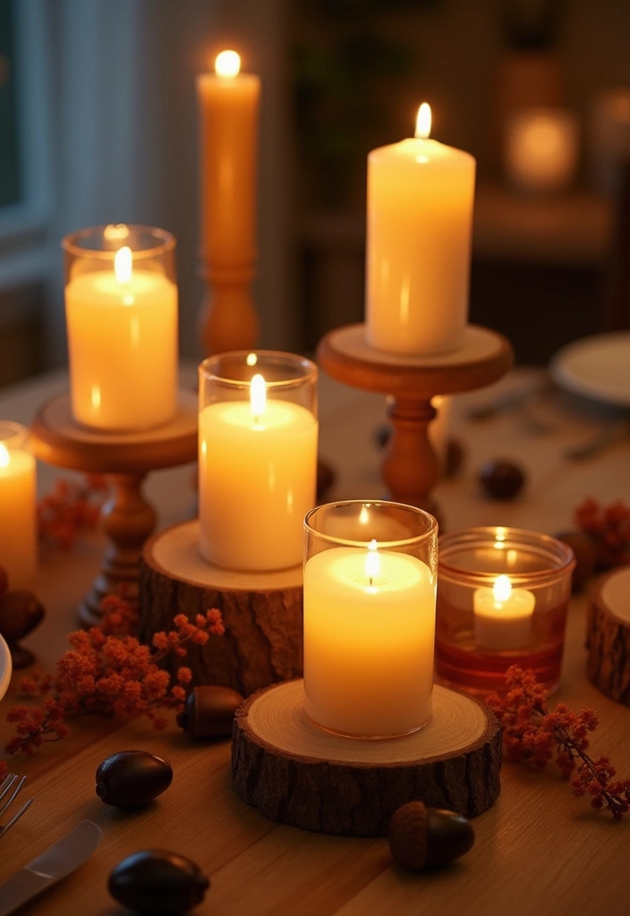 10 Cozy Autumn Table Decor Ideas That Are Effortlessly Easy to Create! - 3. Cozy Candle Displays