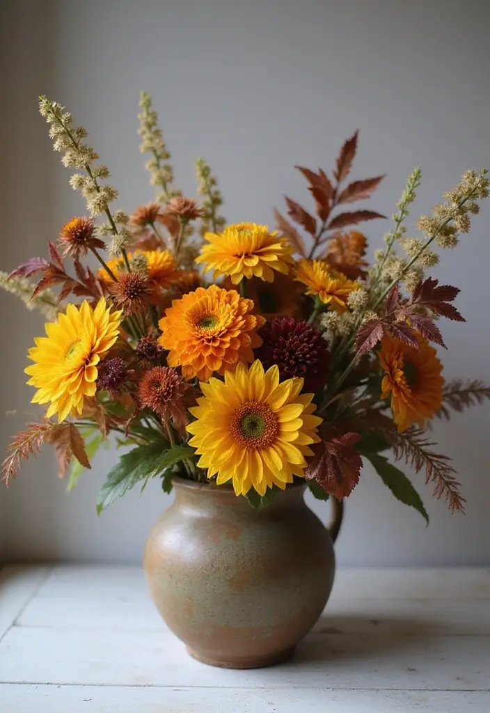 10 Cozy Autumn Table Decor Ideas That Are Effortlessly Easy to Create! - 5. Floral Arrangements with a Twist