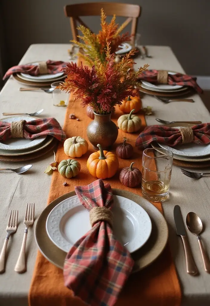 10 Cozy Autumn Table Decor Ideas That Are Effortlessly Easy to Create! - 6. Plaid Accessories