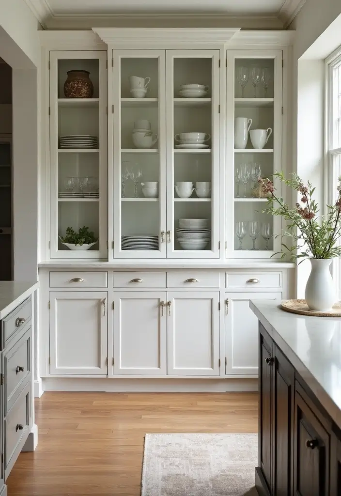 16 Modern Kitchen Decor Ideas That Will Leave Your Guests in Awe (Wait Until You See #5!) - 12. Glass Cabinet Doors