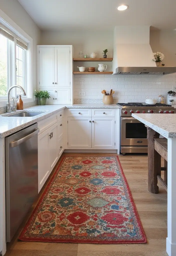 16 Modern Kitchen Decor Ideas That Will Leave Your Guests in Awe (Wait Until You See #5!) - 8. Patterned Rugs