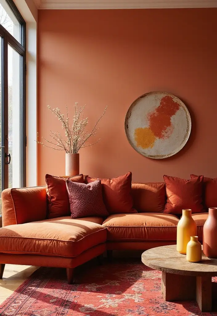 20 Cozy Fall Decor Ideas for Your Living Room That Will Make You Want to Cuddle Up! - 15. Bold Color Accents