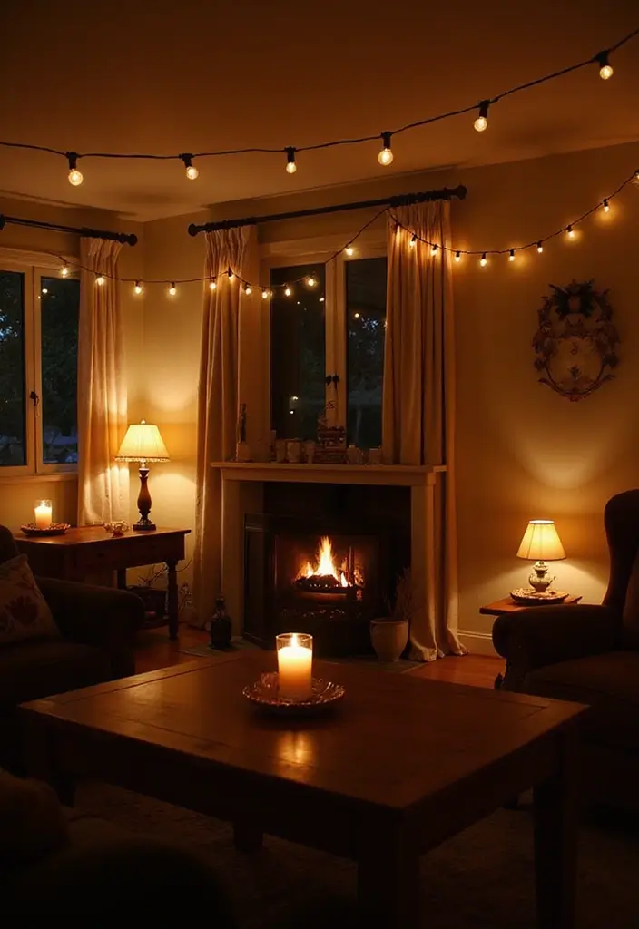 20 Cozy Fall Decor Ideas for Your Living Room That Will Make You Want to Cuddle Up! - 5. Warm Lighting Fixtures