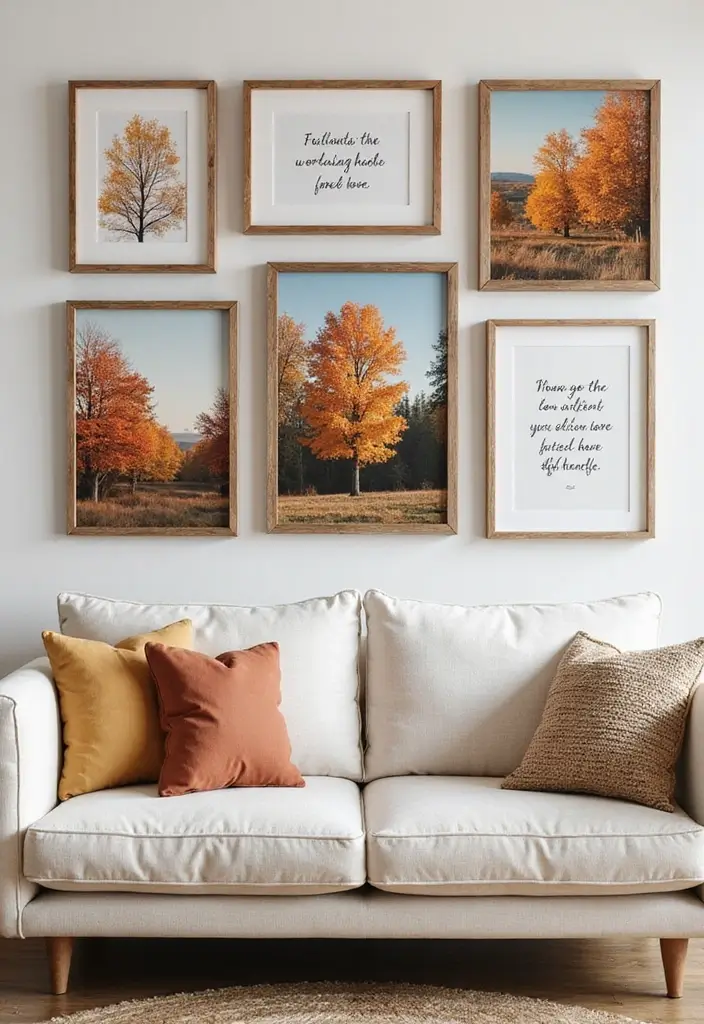 20 Cozy Fall Decor Ideas for Your Living Room That Will Make You Want to Cuddle Up! - 6. Seasonal Wall Art