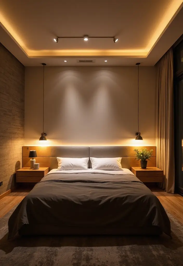 25 Modern Bedroom Decor Ideas That Will Transform Your Space (You Won't Believe #16!) - 15. Layered Lighting