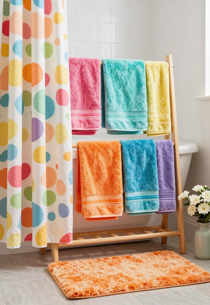 19 Budget Bathroom Decor Ideas That'll Refresh Your Space in No Time! - 2. Colorful Towels and Textiles 1